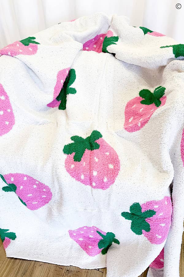 Pink Strawberry Luxury Blanket