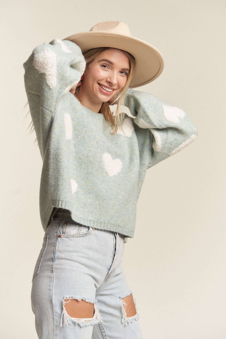 LOVELY HEART SWEATER TOP - She Won This