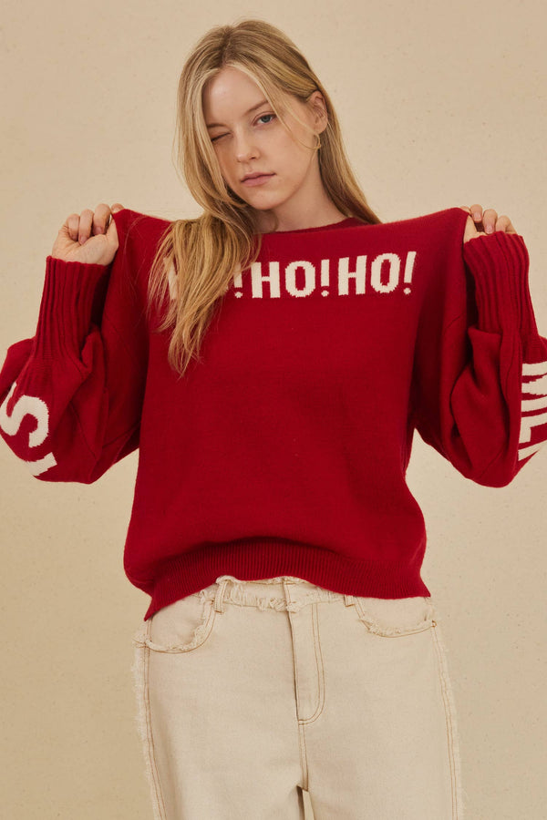 Celebrate in Style with the Oversize "Ho! Ho! Ho!" Christmas Sweater