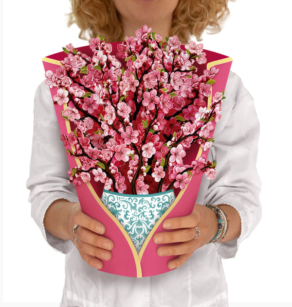 Cherry Blossom Pop-Up Bouquet – 8 Flowers with Envelope + Notecard