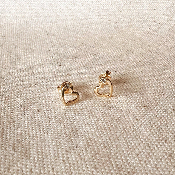 18k Gold Filled Dainty Heart Studs Earrings