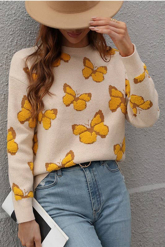 Butterfly Long Sleeve Sweater - She Won This