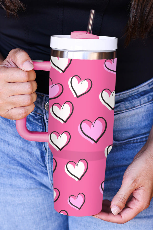 Heart Printed Cup with Handle 40oz