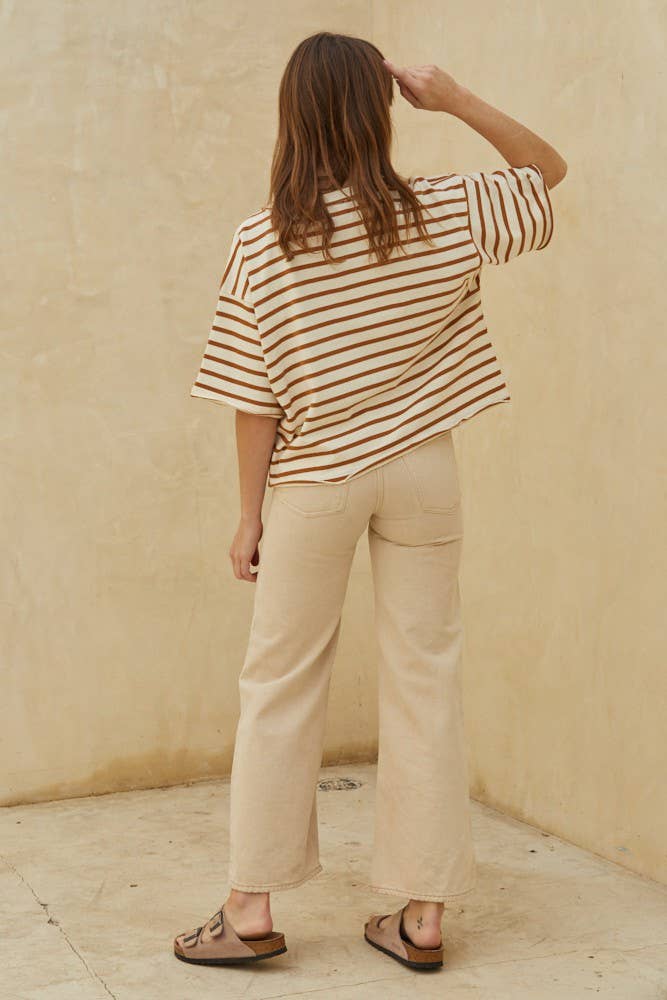 Retro Stripe Top: Rust and Cream - She Won This