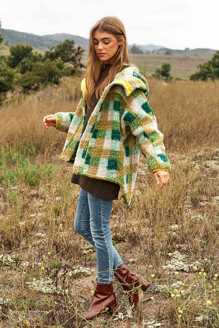 New Teddy Plaid Jacket - Teddy Fabric in Kelly Green - She Won This