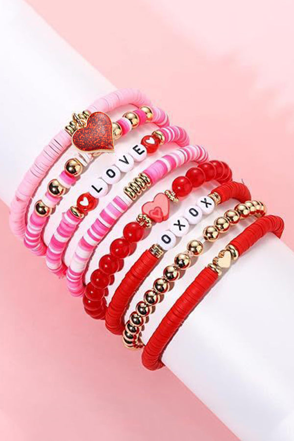 LOVE XOXO Heart Shape Beaded Bracelet Set