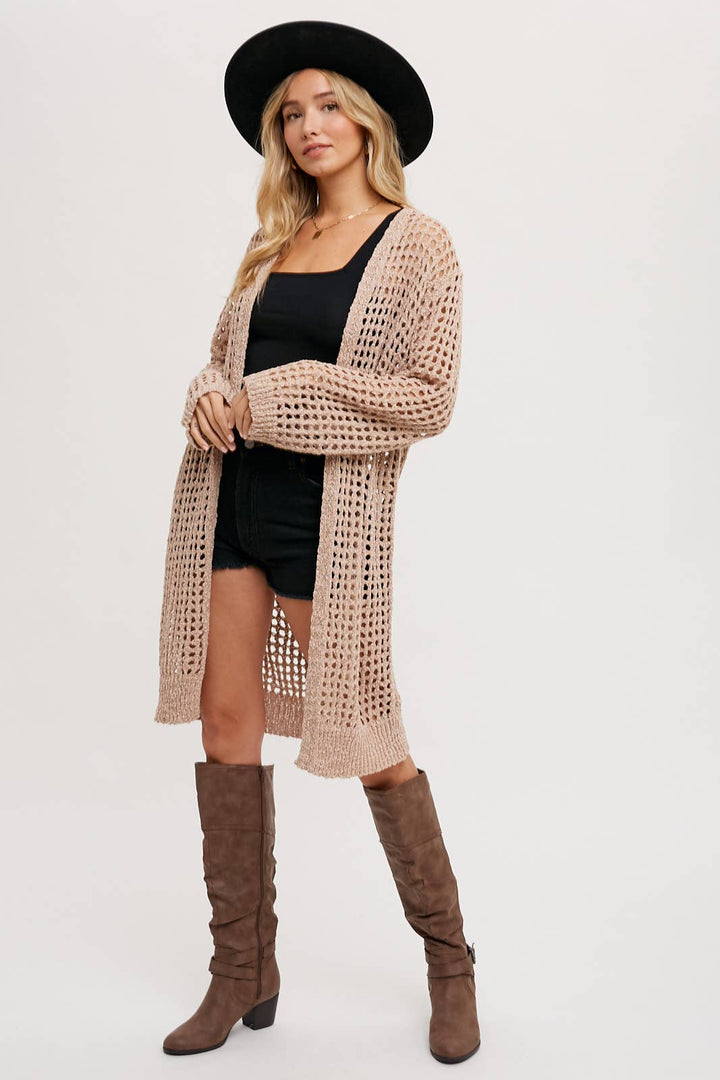 Open-Knit Longline Cardigan - She Won This