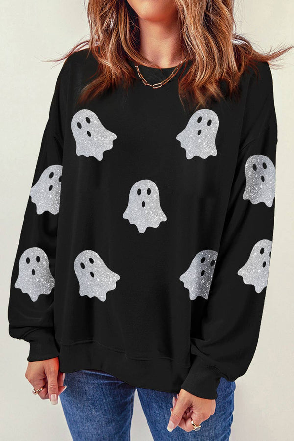 Glitter Ghost Halloween Graphic Sweatshirt 👻