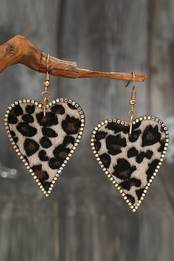 Leopard Print - Heart Shape Earrings