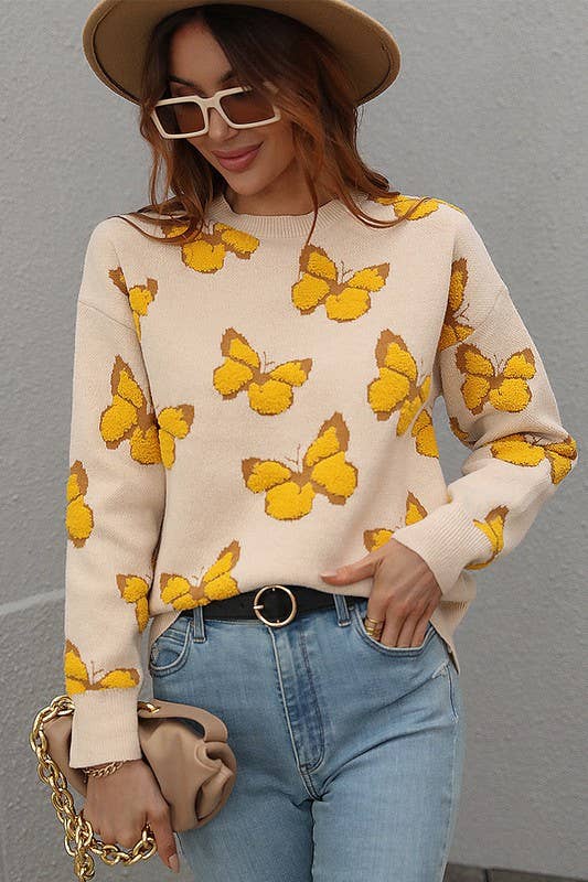 Butterfly Long Sleeve Sweater - She Won This