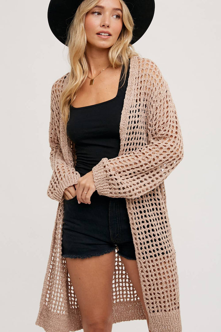 Open-Knit Longline Cardigan - She Won This