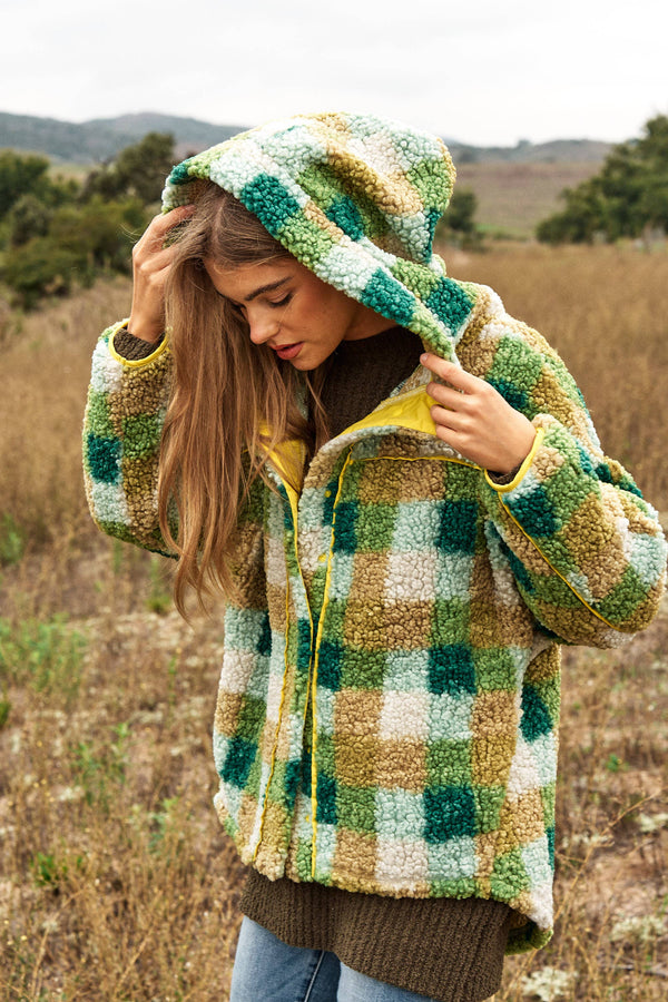 New Teddy Plaid Jacket - Teddy Fabric in Kelly Green - She Won This